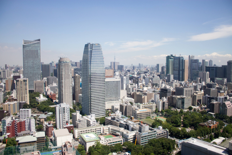 View from up in Tokyo Tower. You can actually see the Tokyo Skytree out in the distance.